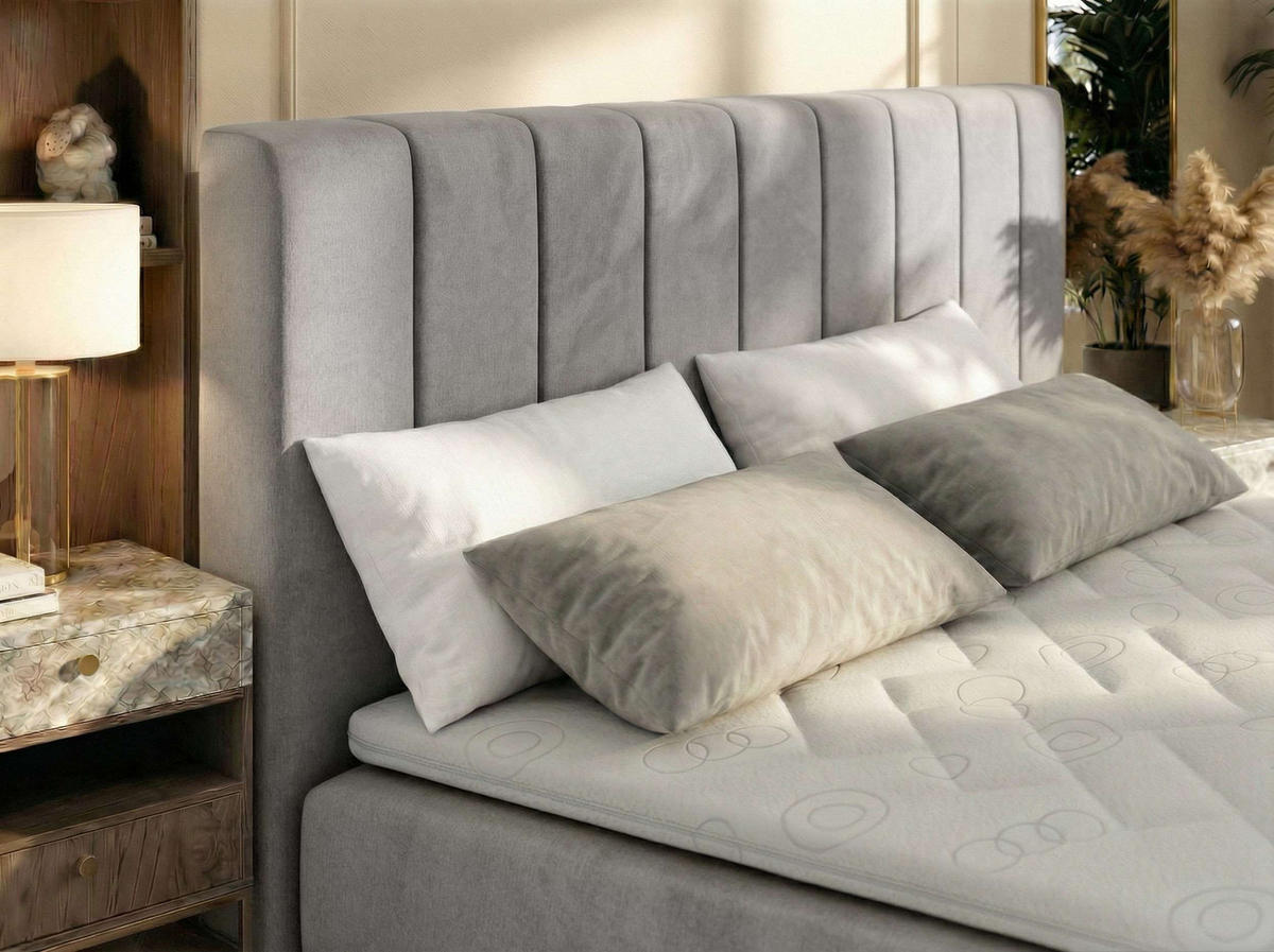 BOXSPRINGBETT ALVER DUO 180/200 - Hellgrau Velvet - H3 - Hellgrau, Textil (180/200cm) - MKS