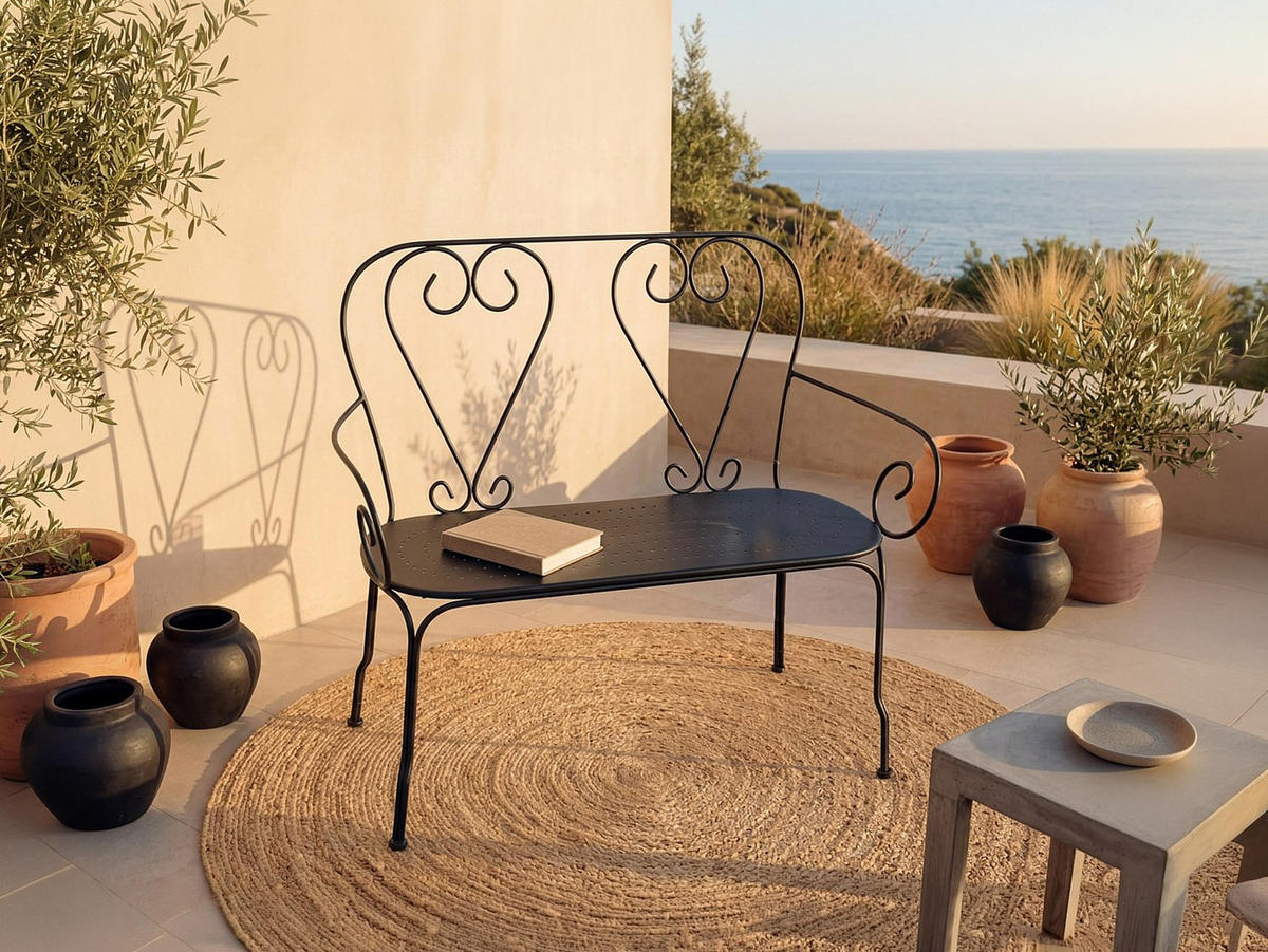 GARTENBANK - 2 Personen - Metall - Anthrazitgrau - - Anthrazit, Metall (103/92/47cm) - Vente-Unique