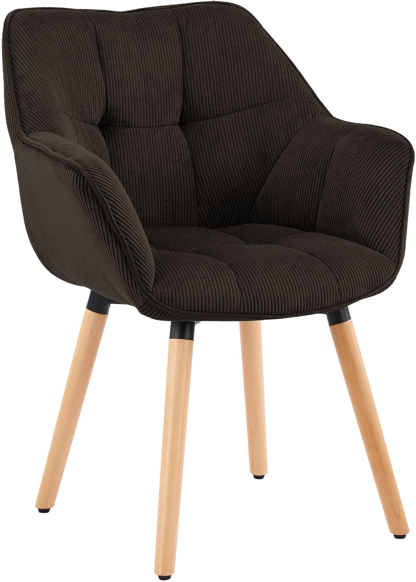ARMLEHNENSTUHL Cord Dunkelbraun - Dunkelbraun, Holz/Textil (63/82/60cm) - CLP