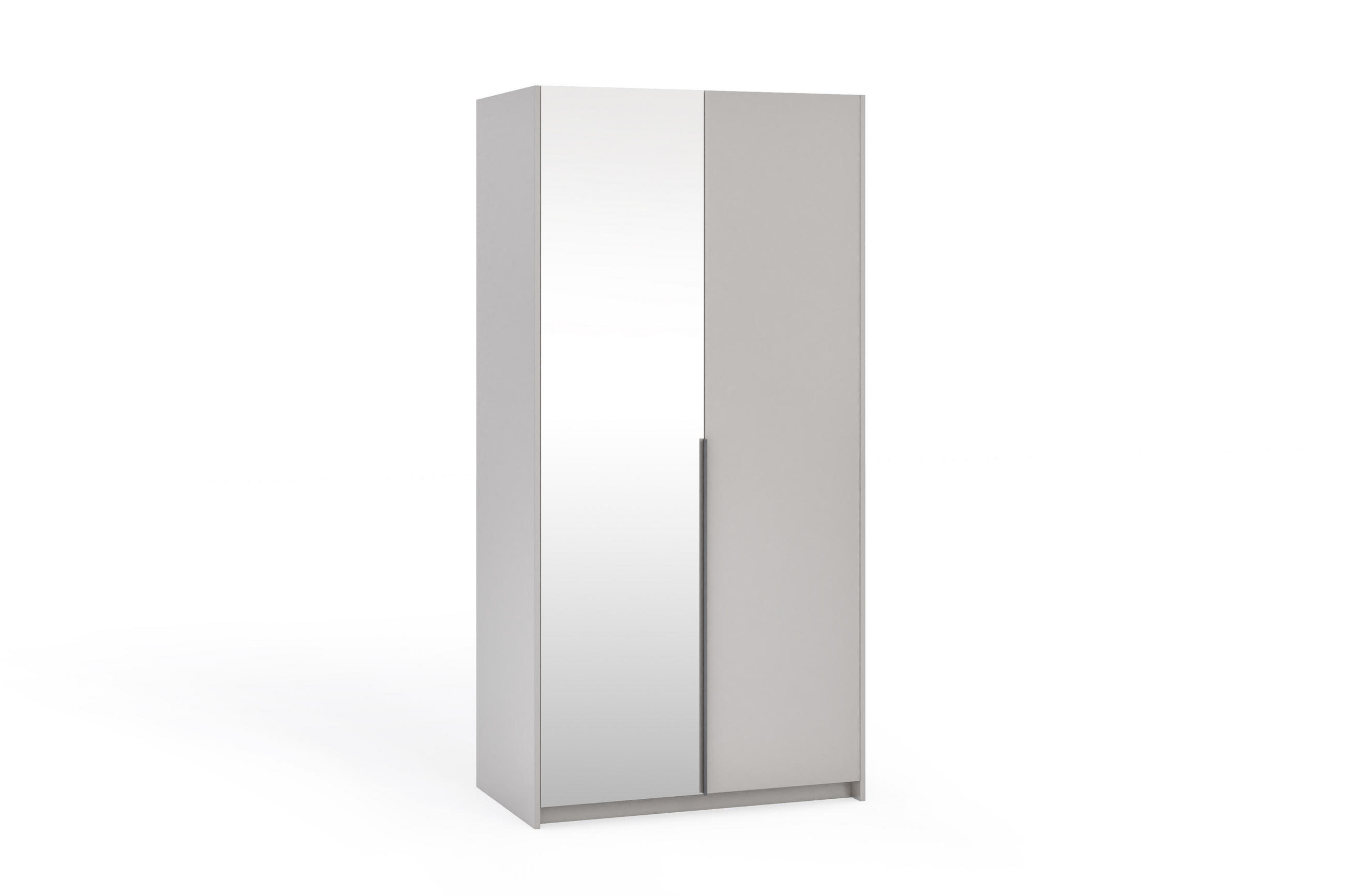 DREHTÜRENSCHRANK Apollonia mit Spiegel 100x204cm 2-türig, kaschmir, schwarze Griffe - Kaschmir/Schwarz, Kunststoff (58/205/100cm) - Margaret Hadas24