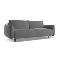 3-SITZER SOFA mit Schlaffunktion Samt Stoff Grau - Schwarz/Grau, Textil/Metall (230/86/105cm) - Makamii