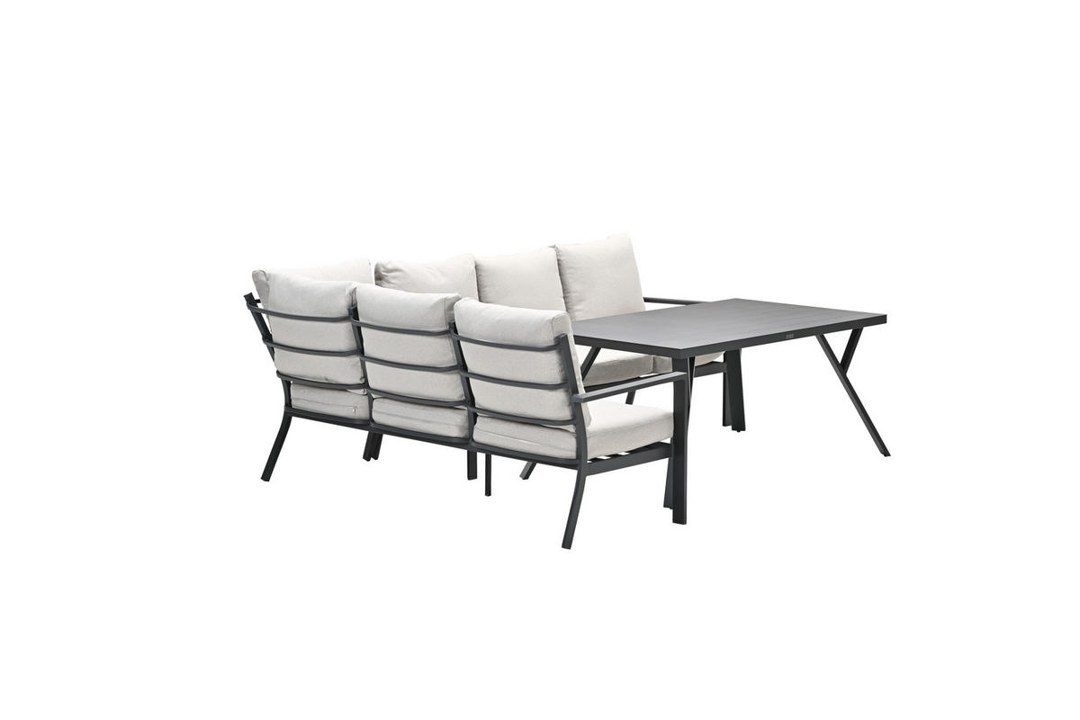 GARTENLOUNGESET Sergio 3-teilig, Premium Dining Ecklounge, Gartenmöbelset - Anthrazit, Metall - GARDEN IMPRESSIONS