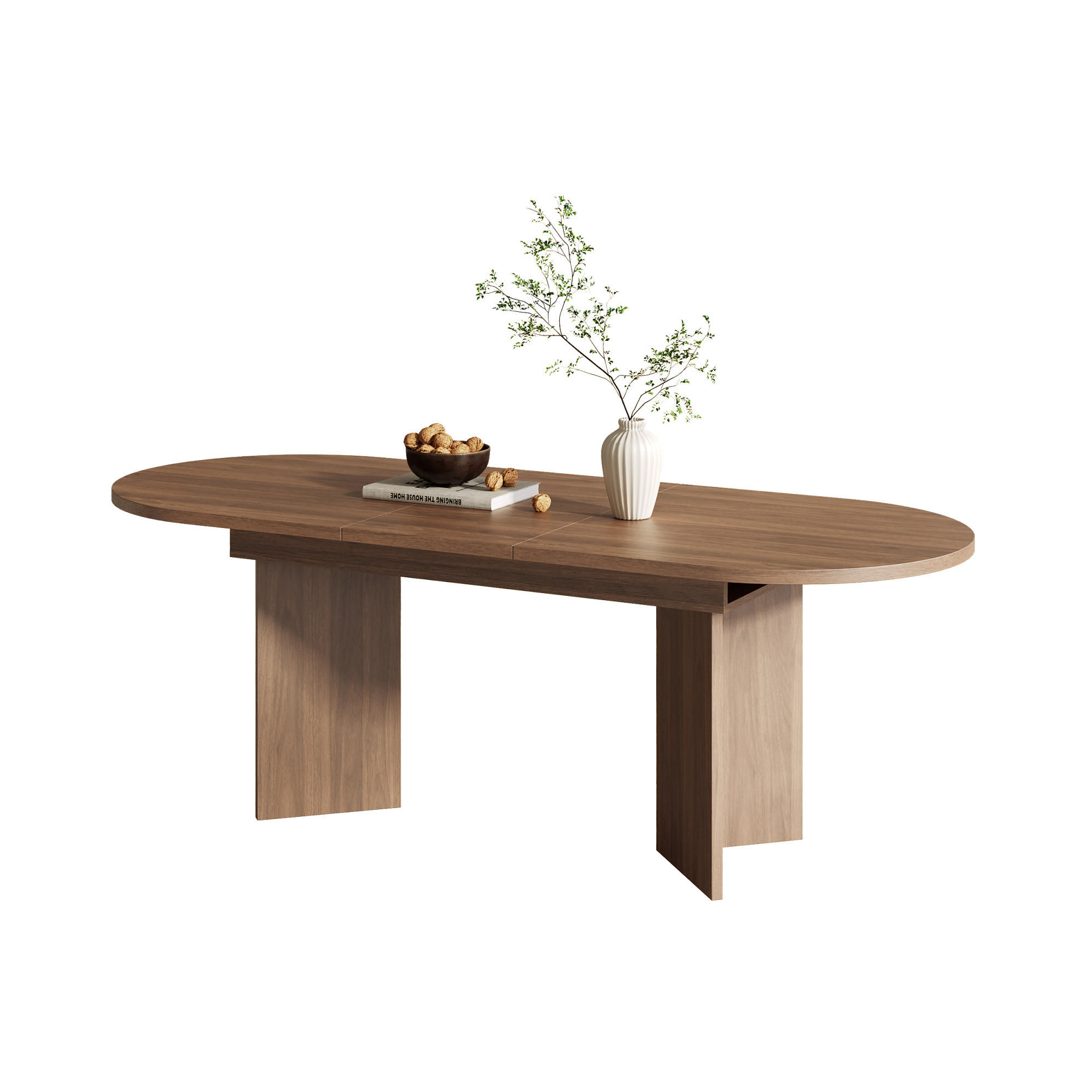 ESSTISCH Ausziehbarer 140/180/90 cm walnuss aus MDF mit abgerundeten Ecken - Walnussfarben, Holzwerkstoff (180/90/75cm) - OKWISH