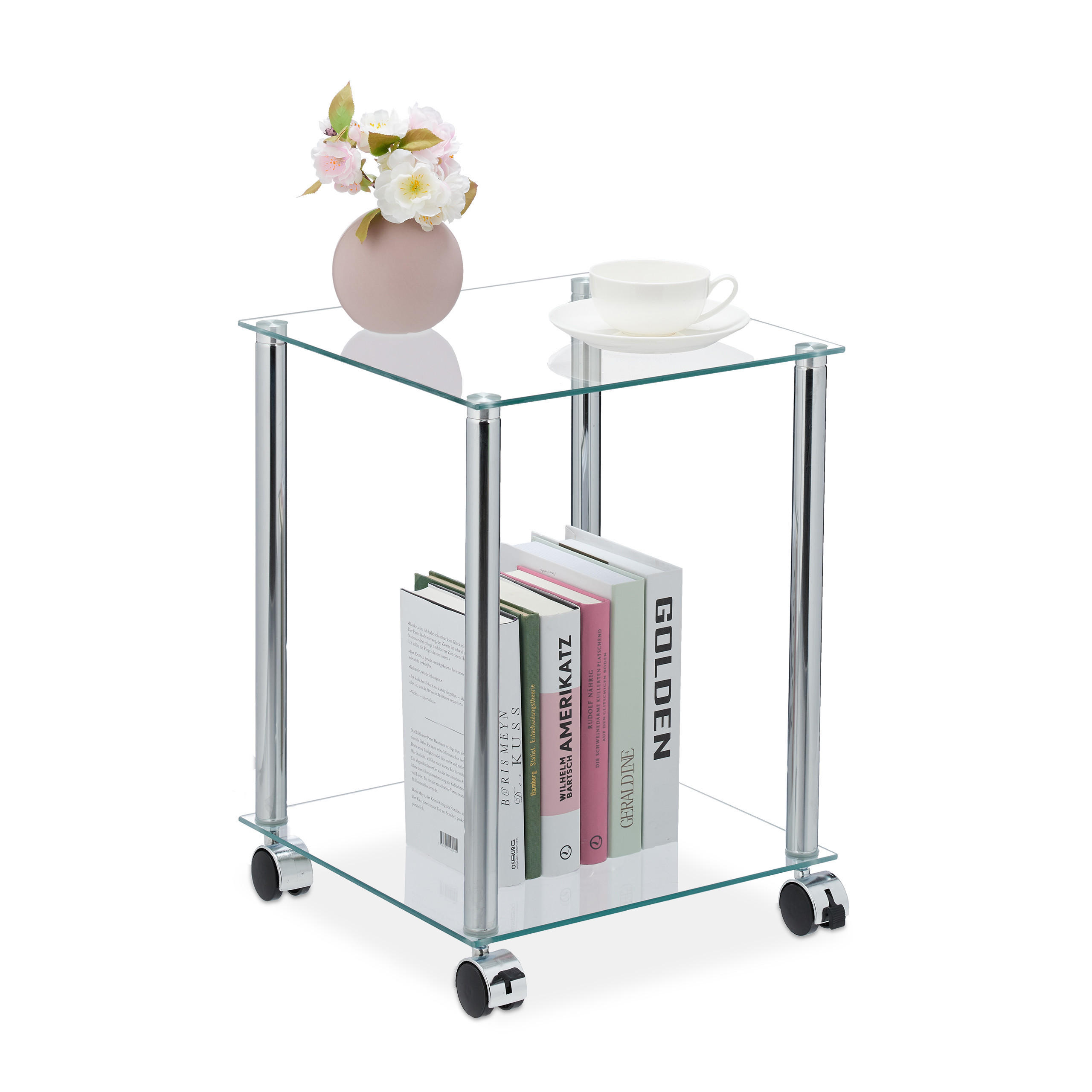 BEISTELLTISCH - Multicolor, Glas/Kunststoff (34/34/46cm) - Relaxdays
