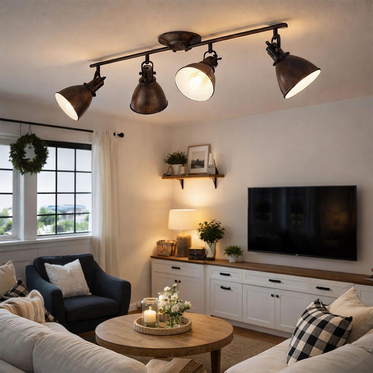 LED DECKENLEUCHTE Metall Rostoptik Braun - Braun, Metall (80/15/20cm) - Globo Lighting