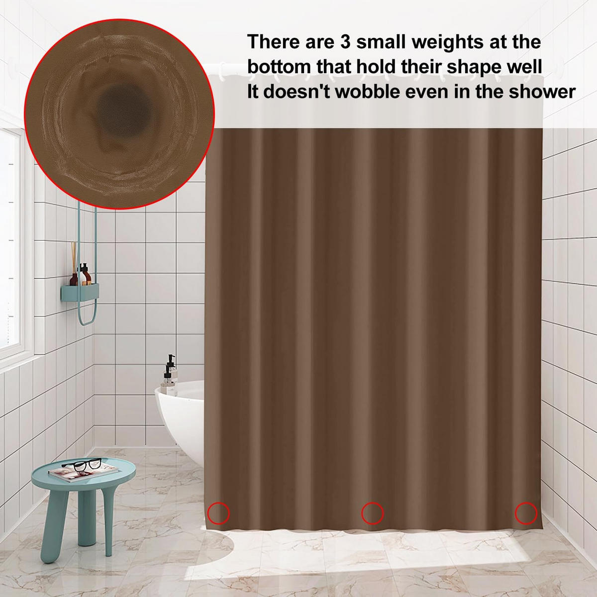 DUSCHVORHANG Braun PEVA dick wasserdicht schnell trocknend für Zuhause Badezimmer - Braun, Kunststoff (180/180cm) - MCBOSON