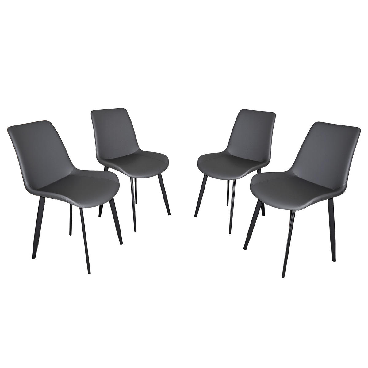STUHL-SET DE-36246 4 Stück mit Kunstlederbezug Grau - Grau, Metall (44/84/41cm) - ComfortXL