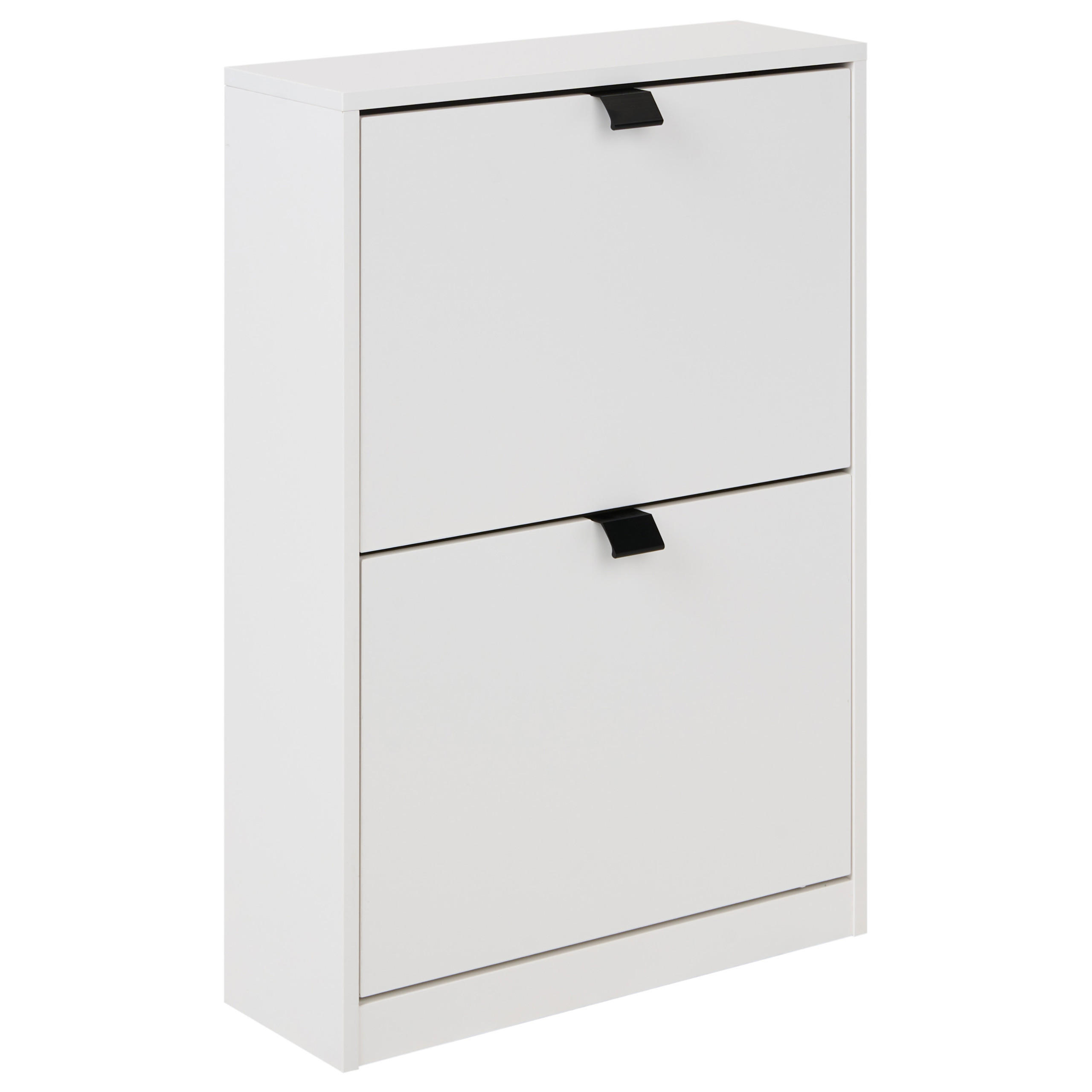 SCHUHSCHRANK Weiß Hobart - Schwarz/Weiß, Holzwerkstoff (53/75/18cm) - Beliani