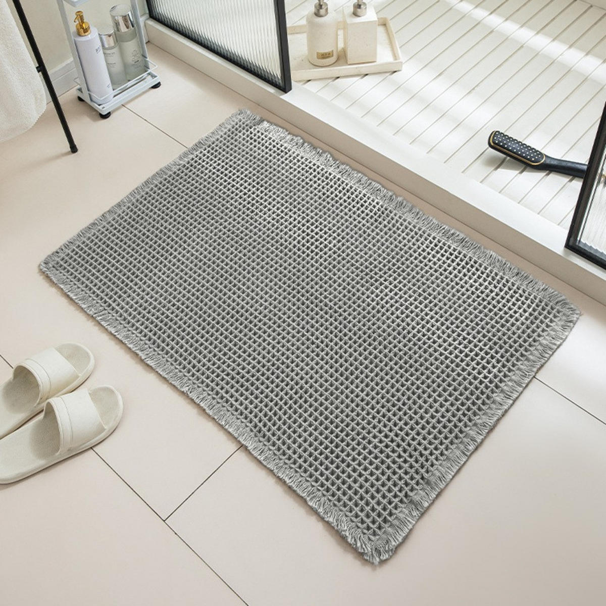 TEPPICH, Hellgrau, Polyester, 43 x 61 cm - Grau, Kunststoff/Textil (43/61cm) - Weltevree