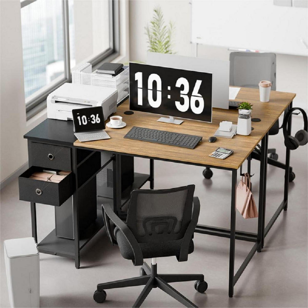 SCHREIBTISCH mit Schubladen und Kopfhörerhalter 120 x 60 x 76 cm Vintage Braun - Multicolor, Holzwerkstoff (60/120/76cm)