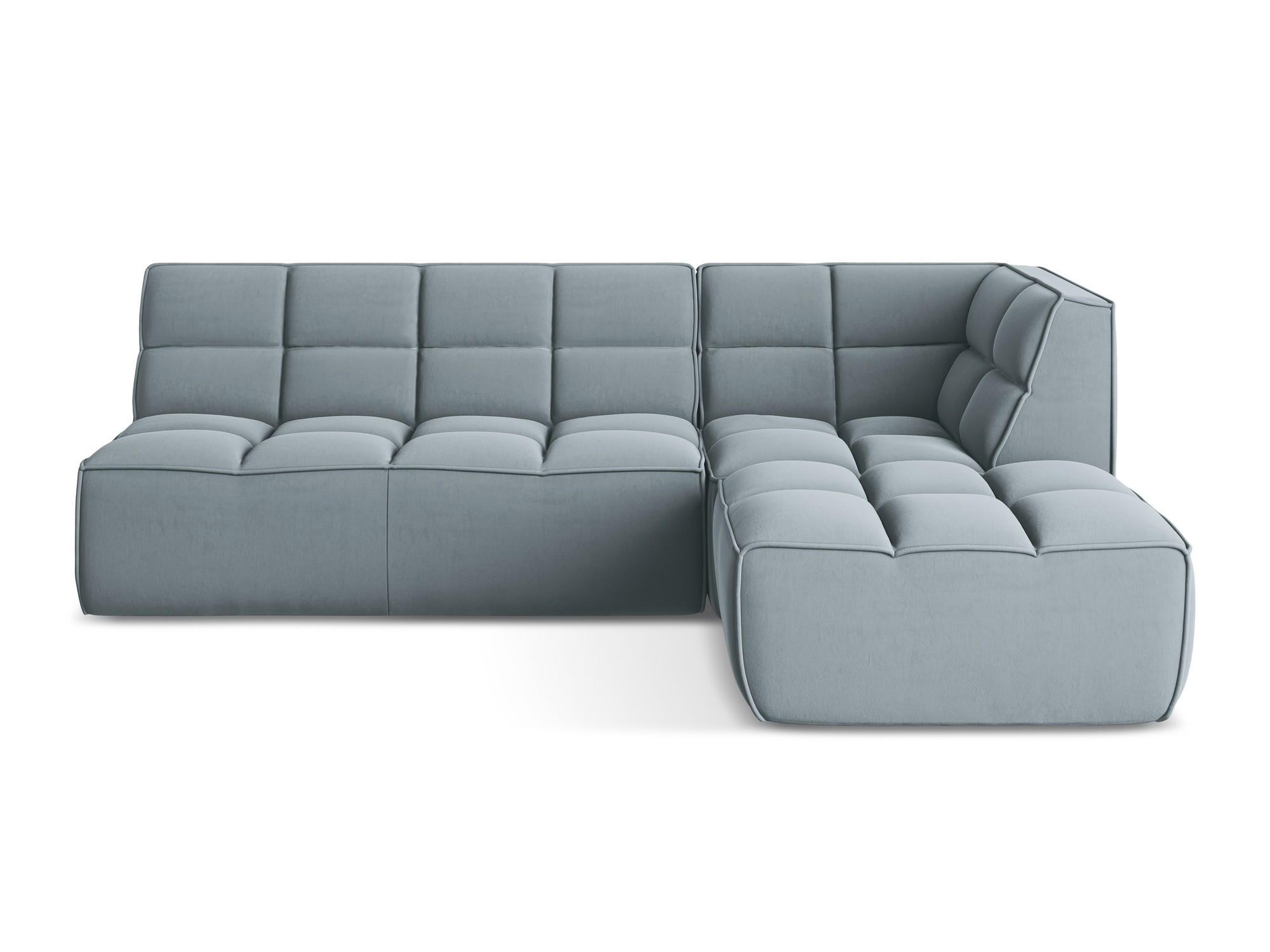 ECKSOFA Beidseitig Samt Stoff Blau - Blau/Schwarz, Kunststoff/Textil (258/178cm) - Makamii