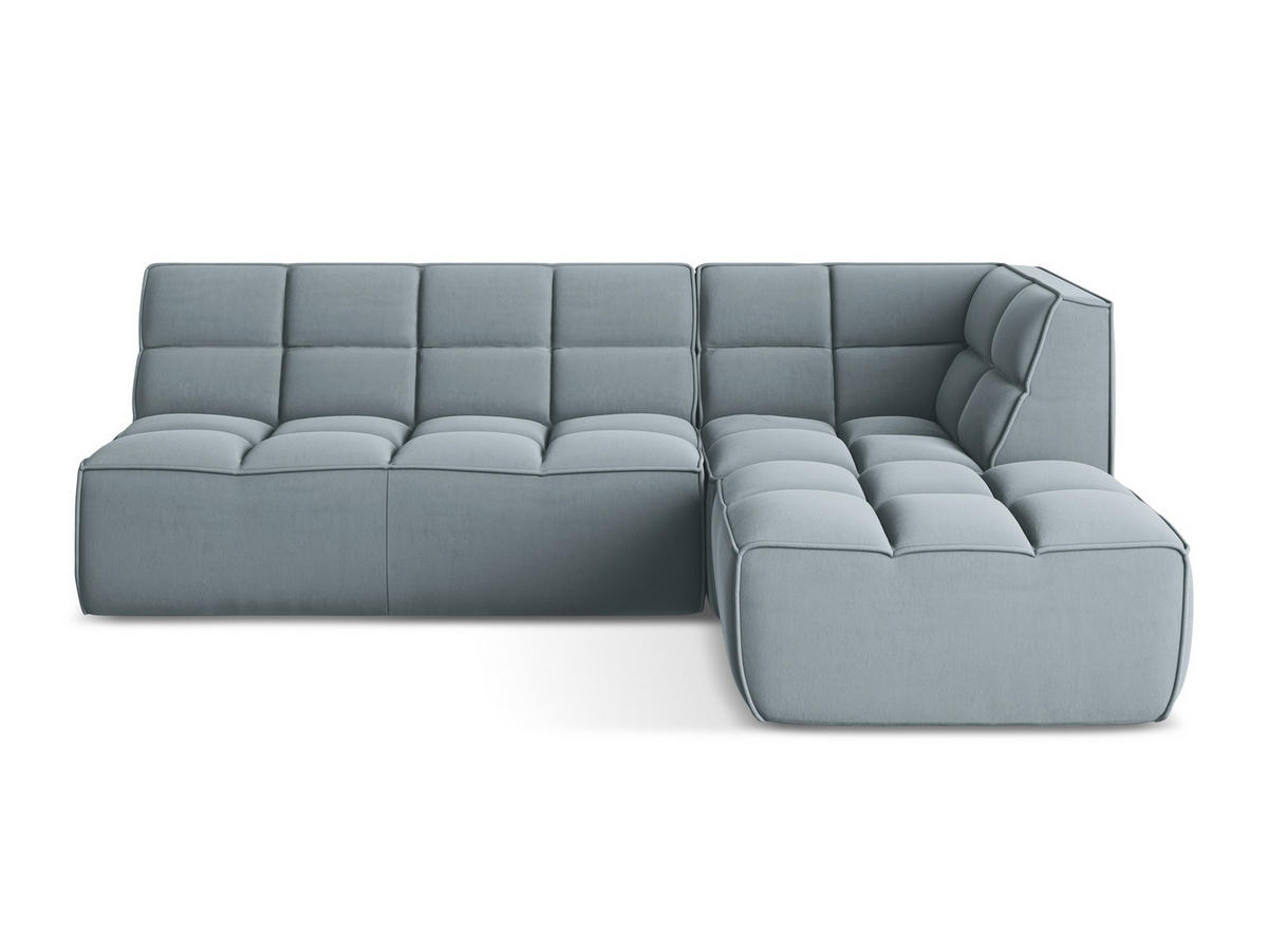 ECKSOFA Beidseitig Samt Stoff Blau - Blau/Schwarz, Kunststoff/Textil (258/178cm) - Makamii