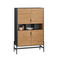 KÜCHENSCHRANK Schwarz-Natur - Schwarz/Naturfarben, Holzwerkstoff/Metall (84/132/40cm) - SoBuy