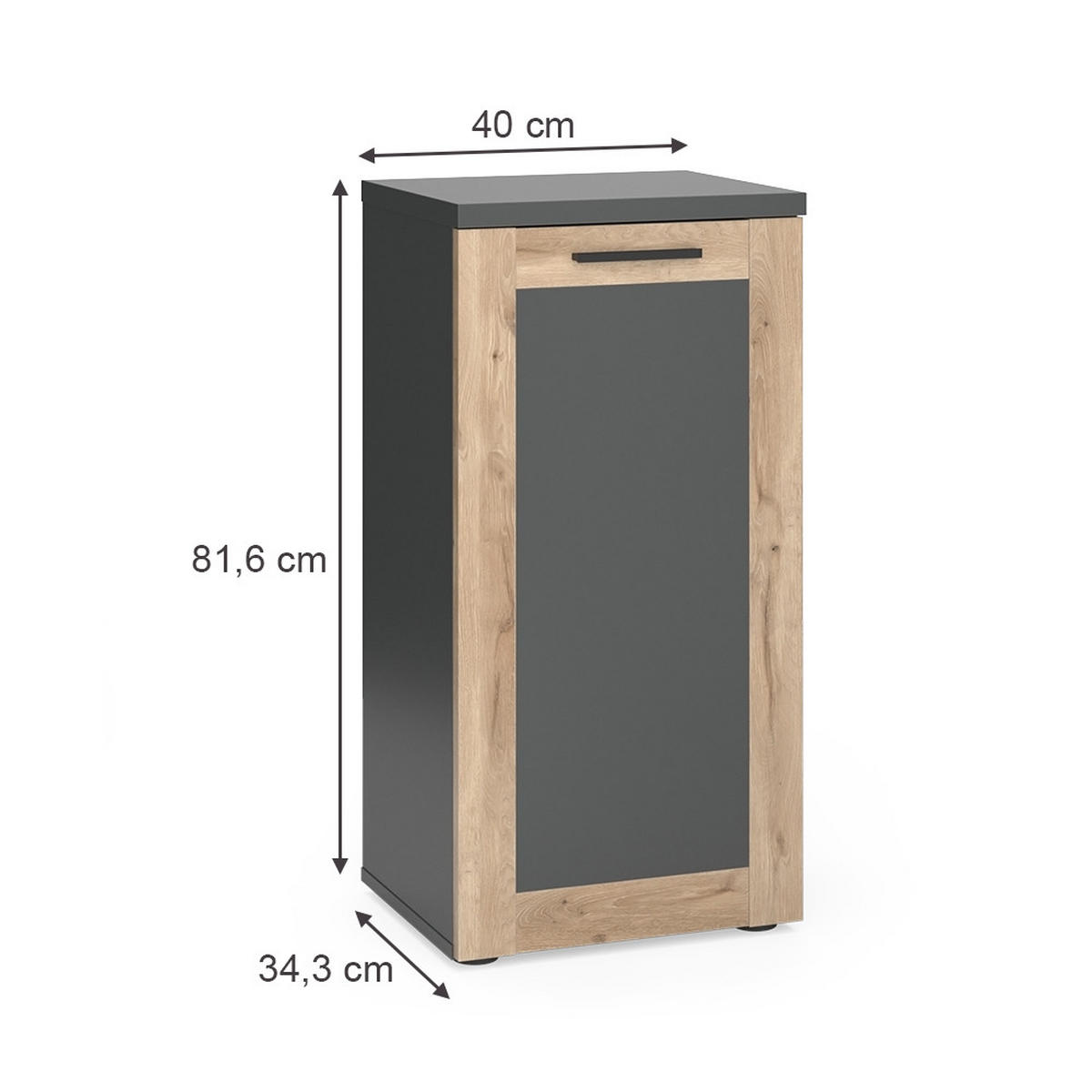 MIDISCHRANK Niko Anthrazit/Viking Oak 40 x 81.6 cm - Anthrazit, Holzwerkstoff (40/81.6/34.3cm) - Vicco