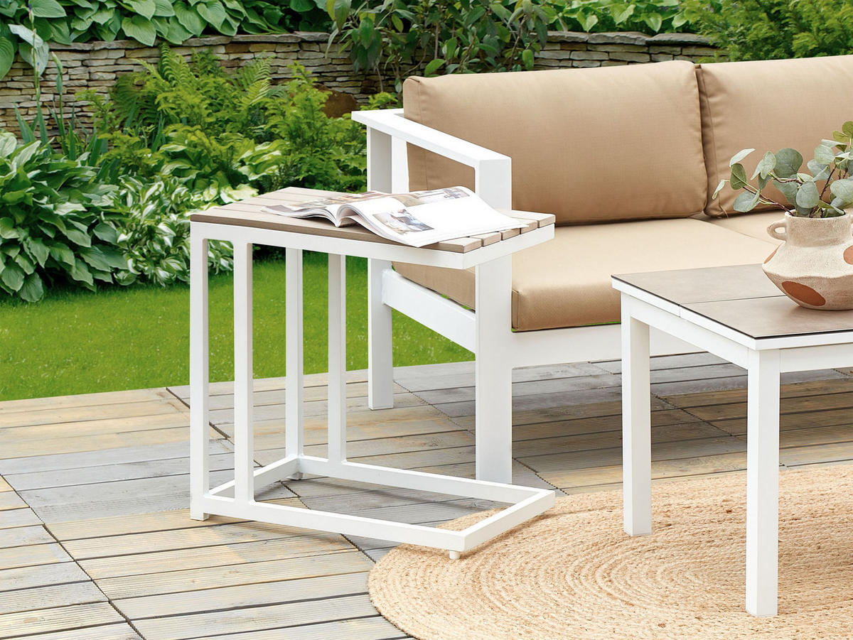 BEISTELLTISCH Heller Holzfarbton Messina - Hellbraun/Weiß, Kunststoff (60/35/59cm) - Beliani