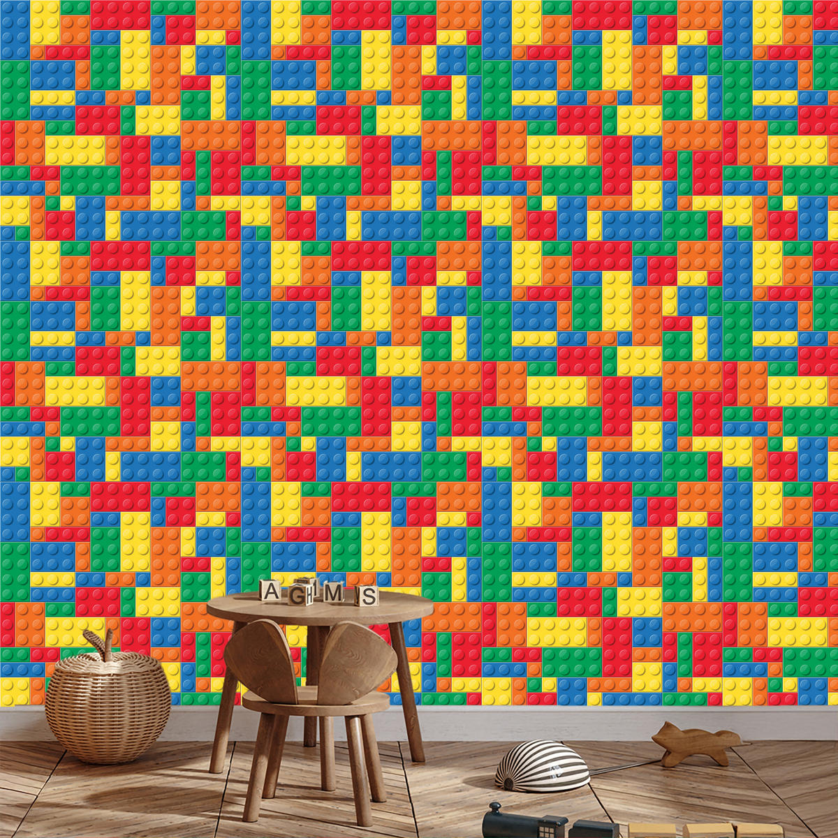 VLIESTAPETE Bunte Bausteine in 3D-Optik – Bunt – 50x1000 cm - Multicolor, Papier (50/1000cm) - Muralo