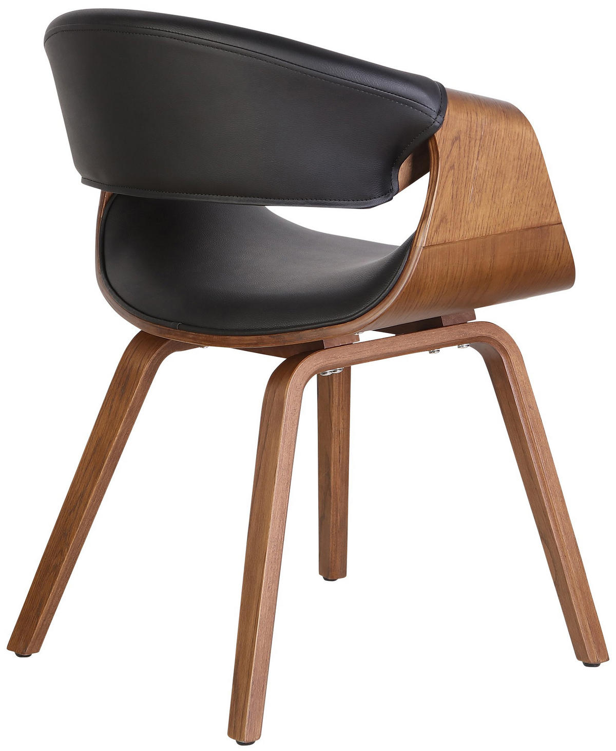 STUHL Lederlook Schwarz - Eukalyptusholzfarben/Schwarz, Holz/Textil (62/76/52cm) - CLP