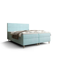 BOXBETT FLO mit Matratze H3, Bonell und Topper 140x200 Itaka 13 - Hellblau, Holz/Textil (140/200cm) - Bedante