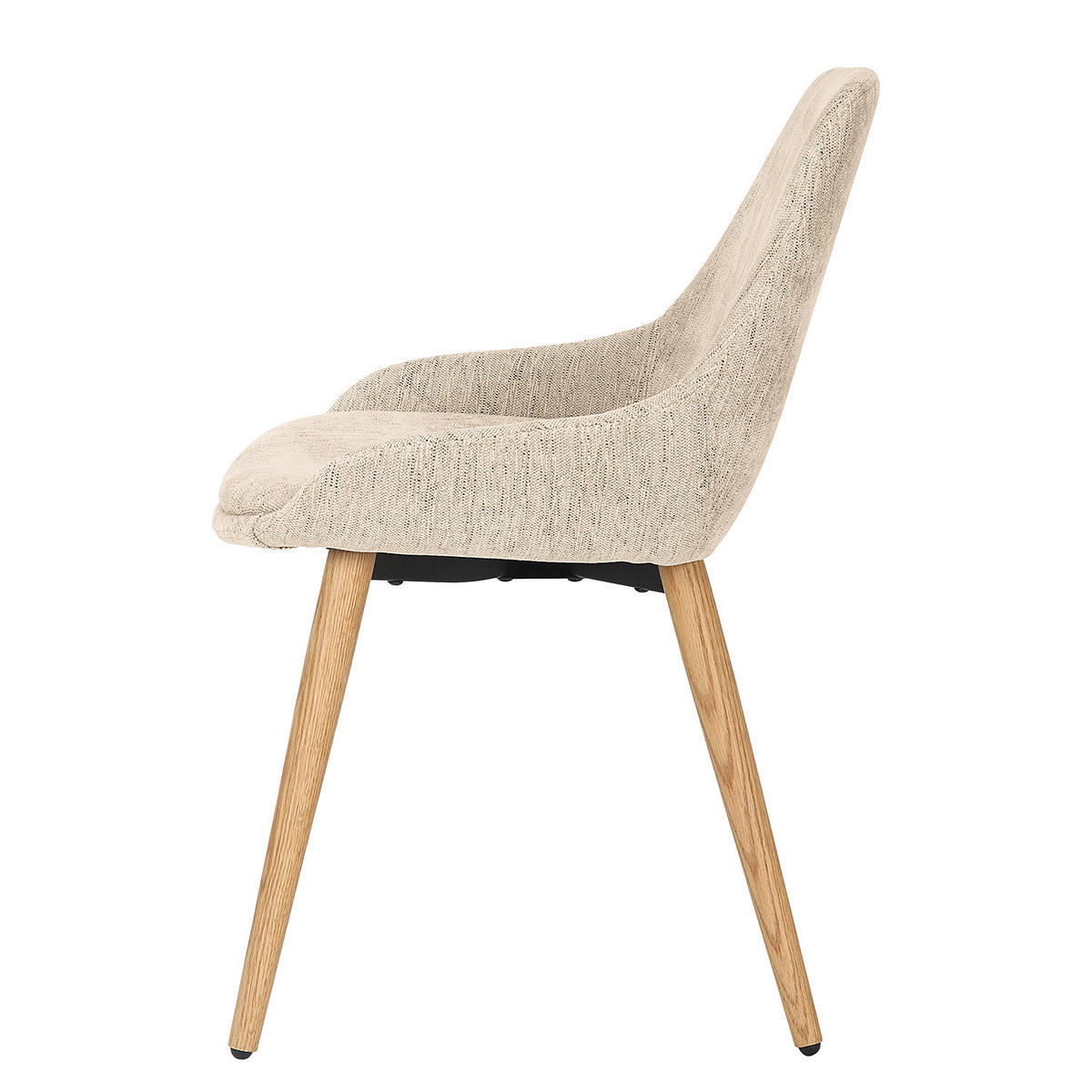 POLSTERSTUHL - Webstoff / Eiche massiv, 2er-Set - Beige, Textil (52/81/57cm) - home24