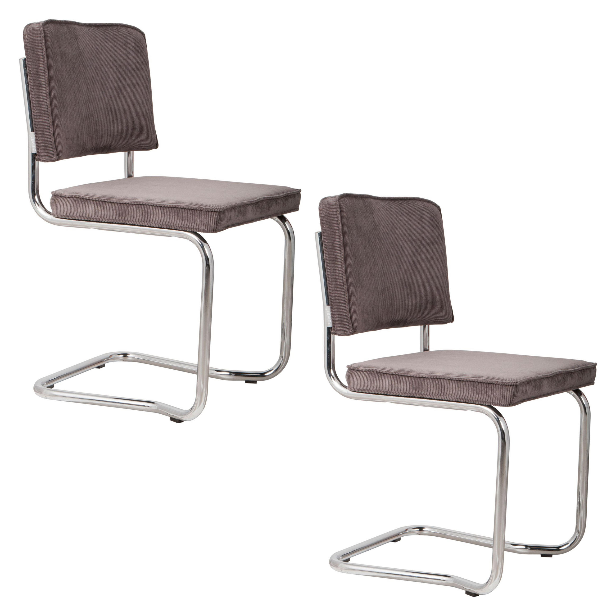 ESSZIMMERSTUHL Ridge Kink Rib Grau - 2 er Set - Dunkelgrau, Textil (48/85/50cm) - Zuiver