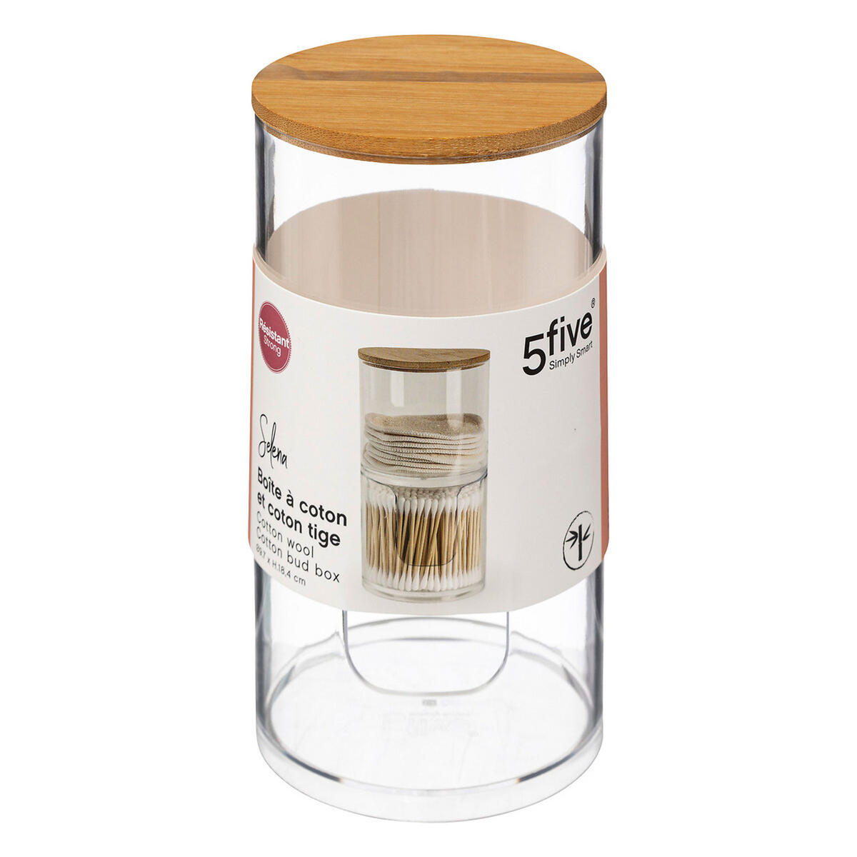 KOSMETIK-AUFBEWAHRUNGSDOSE Selena 2-in-1 für Wattepads und Stäbchen, Kunststoff, Bambus, 18.4 cm - Multicolor, Kunststoff (9.7/18.1/9.7cm) - 5five Simply Smart
