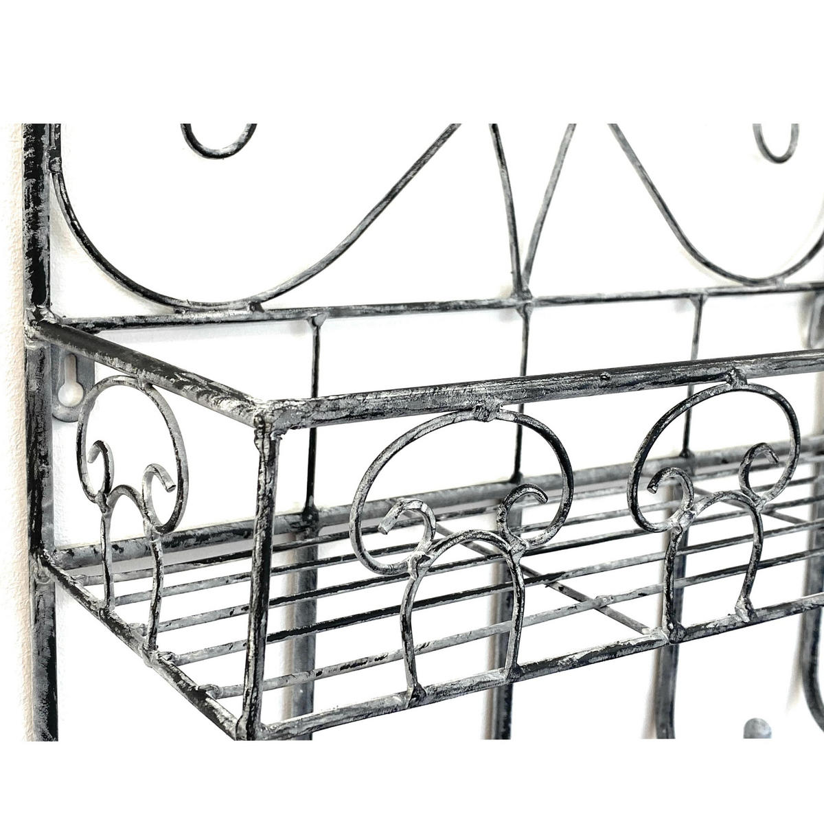 WANDREGAL mit 5 Haken Metall Grau 41 cm 96010 - Grau, Metall (41/41/15cm) - DanDiBo