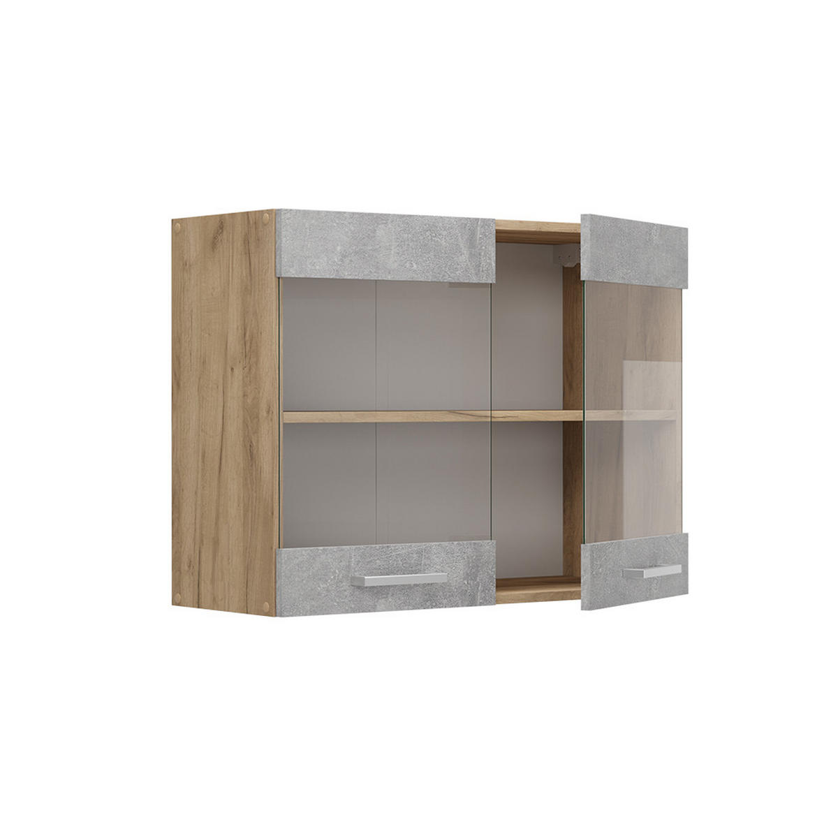 KÜCHENGLASHÄNGESCHRANK R-Line Beton 80 cm - Honigeiche/Schieferfarben, Holzwerkstoff (80/60/31cm) - Vicco