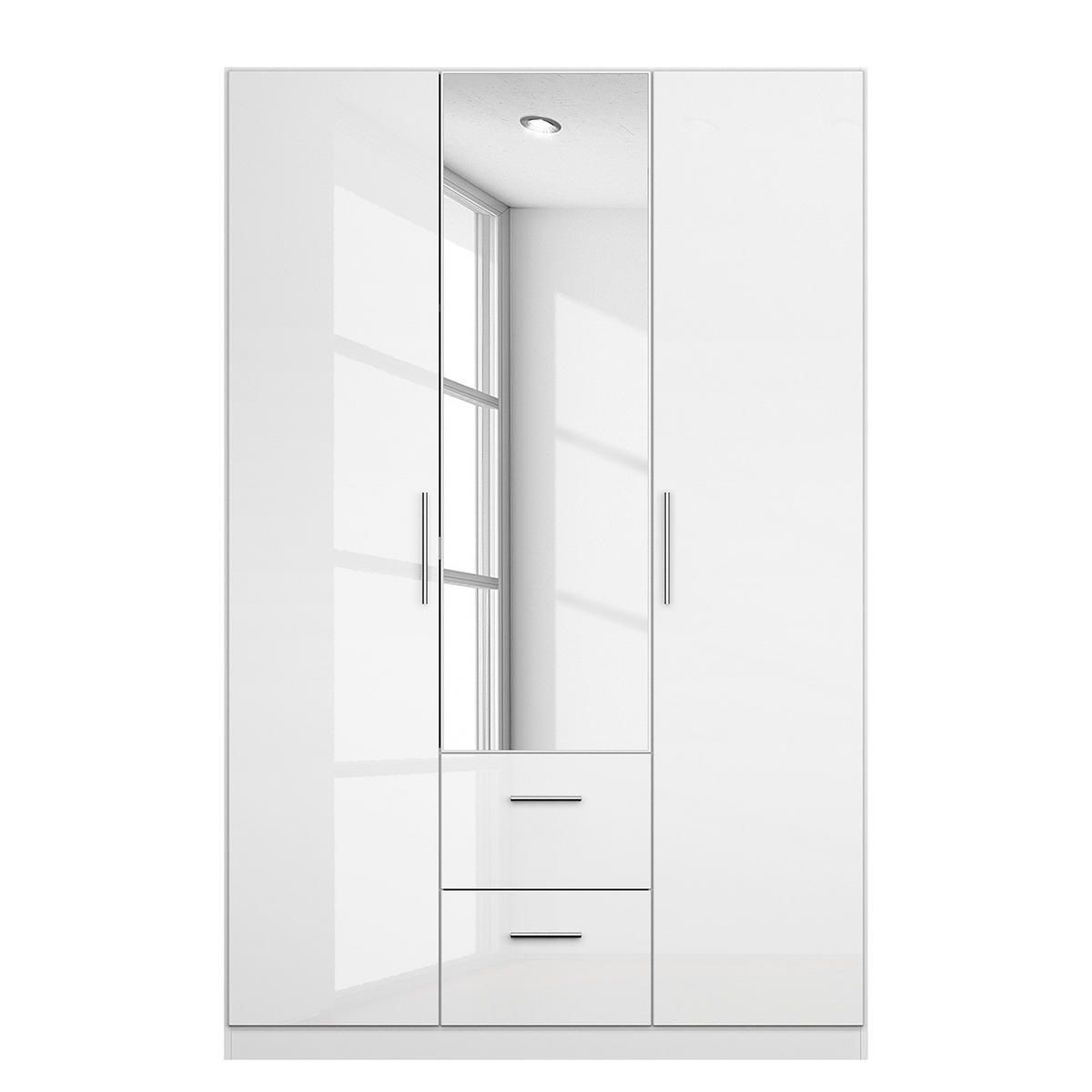 DREHTÜRENSCHRANK - Weiß Hochglanz/Weiß, Holzwerkstoff (136/210/54cm) - home24