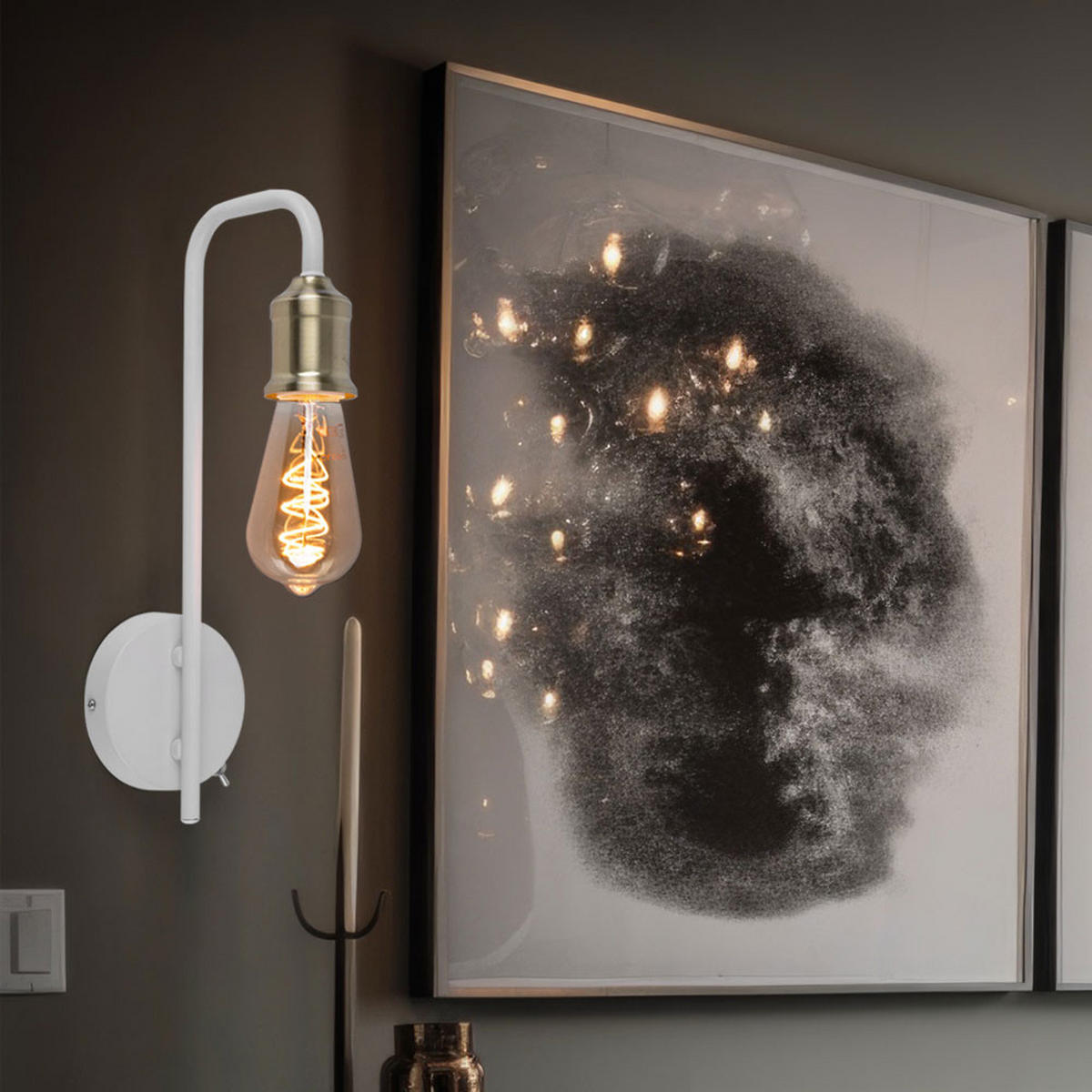 LED WANDLEUCHTE Messing Weiß FLORIDA - Weiß, Metall (10.5/36/16.5cm) - Globo Lighting