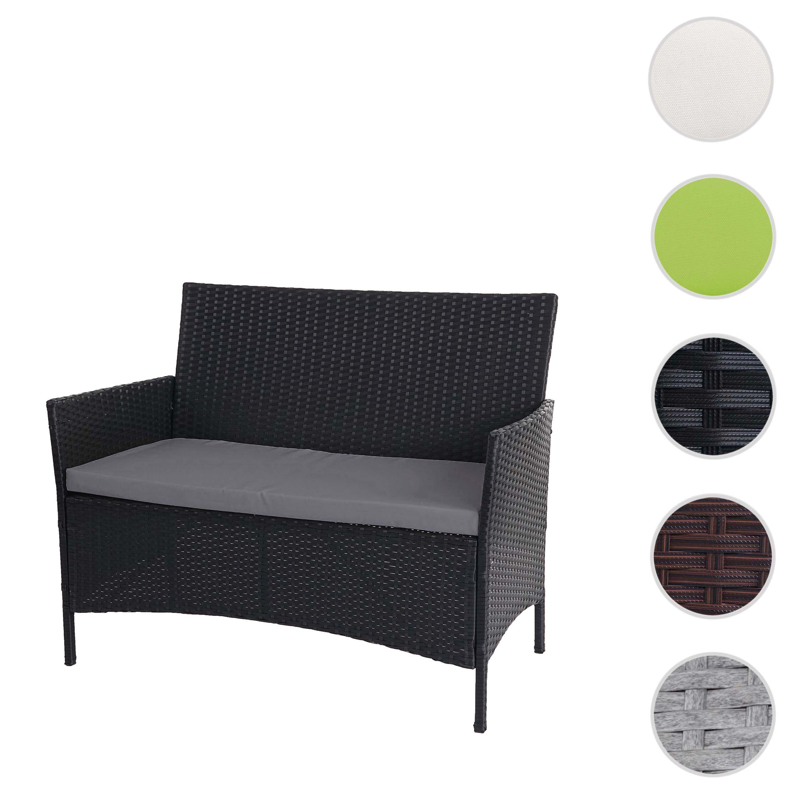 POLY-RATTAN GARTENBANK Anthrazit, Grau - Anthrazit/Grau, Kunststoff (106/83/60cm) - MCW