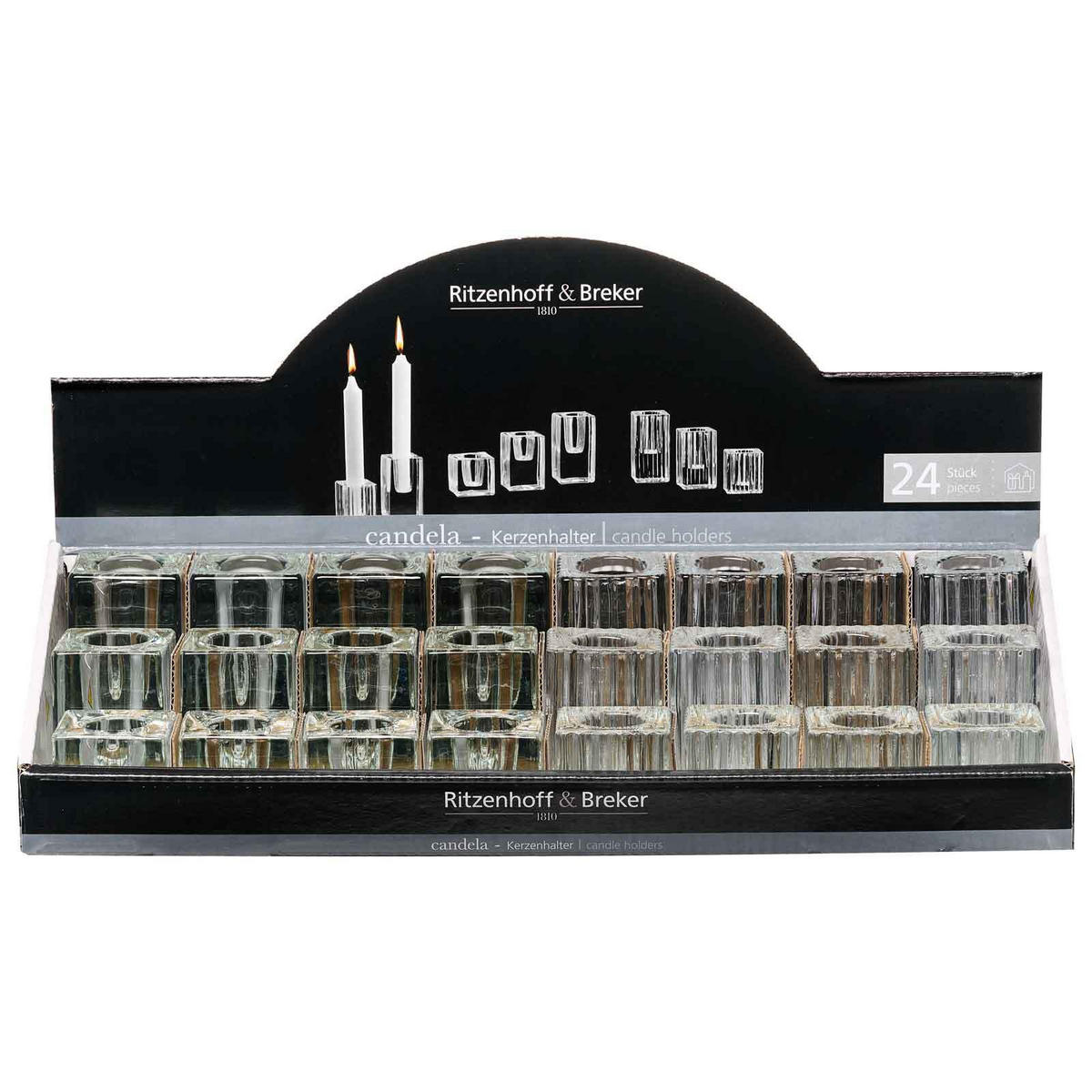 KERZENHALTER Candela transparent 4 / 6 / 8 cm 24er Set - Transparent, Glas (2/2/2cm) - Ritzenhoff Breker