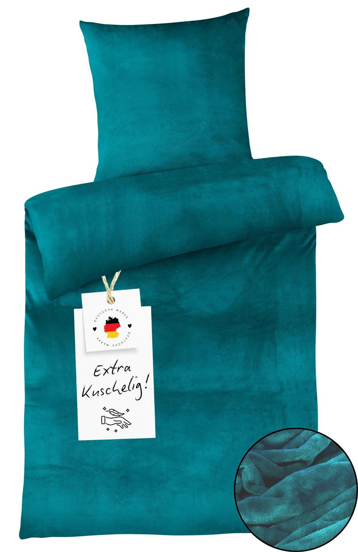 WINTER-BETTWÄSCHE 155x220 Cashmere-Touch Warmer Winter Bettbezug Kuschelig Petrol - Petrol, Textil (155/220cm) - Carpe Sonno