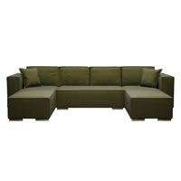 WOHNLANDSCHAFT Vinoria Dunkelgrün 327/180/82 cm mit Schlaffunktion - Chromfarben/Dunkelgrün, Textil/Metall (327/82/180cm) - AX Living