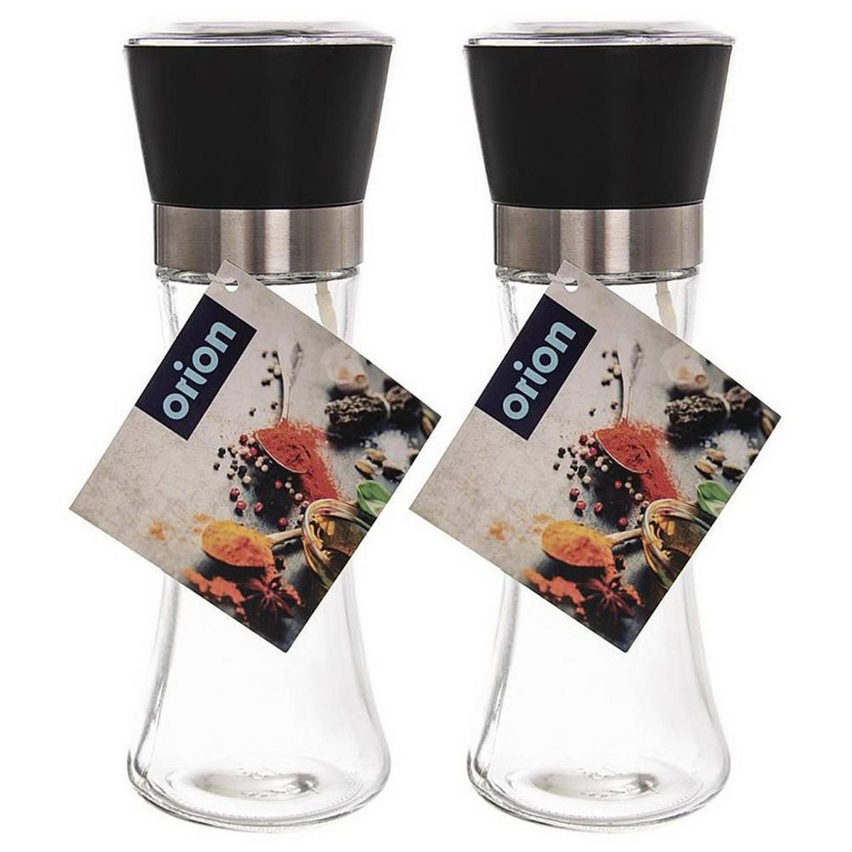 GEWÜRZMÜHLE-SET Schwarz Transparent - Schwarz, Glas (6.5/18.5/6.5cm) - Orion 