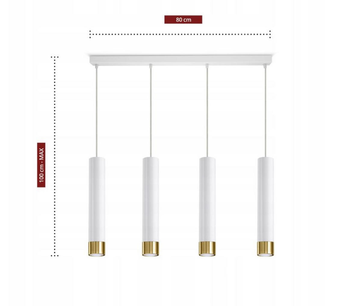 PENDELLEUCHTE Mialno Tube - Goldfarben/Weiß, Metall (8/80/100cm) - kiki design