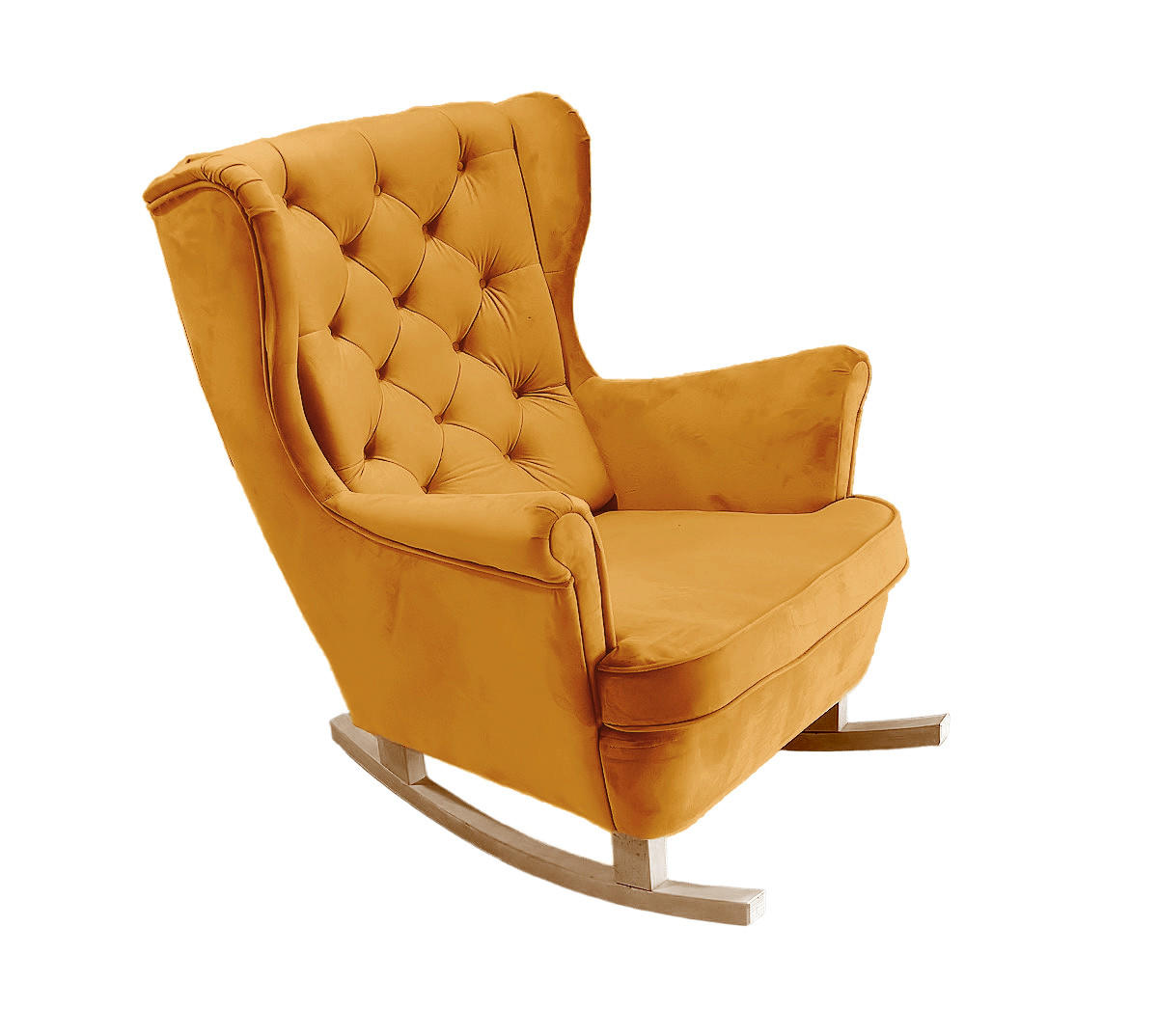 SCHAUKELSESSEL mit gepolstertem Sitz und Armlehnen, 102x81x95 cm, Gold_29821 - Buchefarben, Holz/Textil (81/102/95cm) - DomoHome