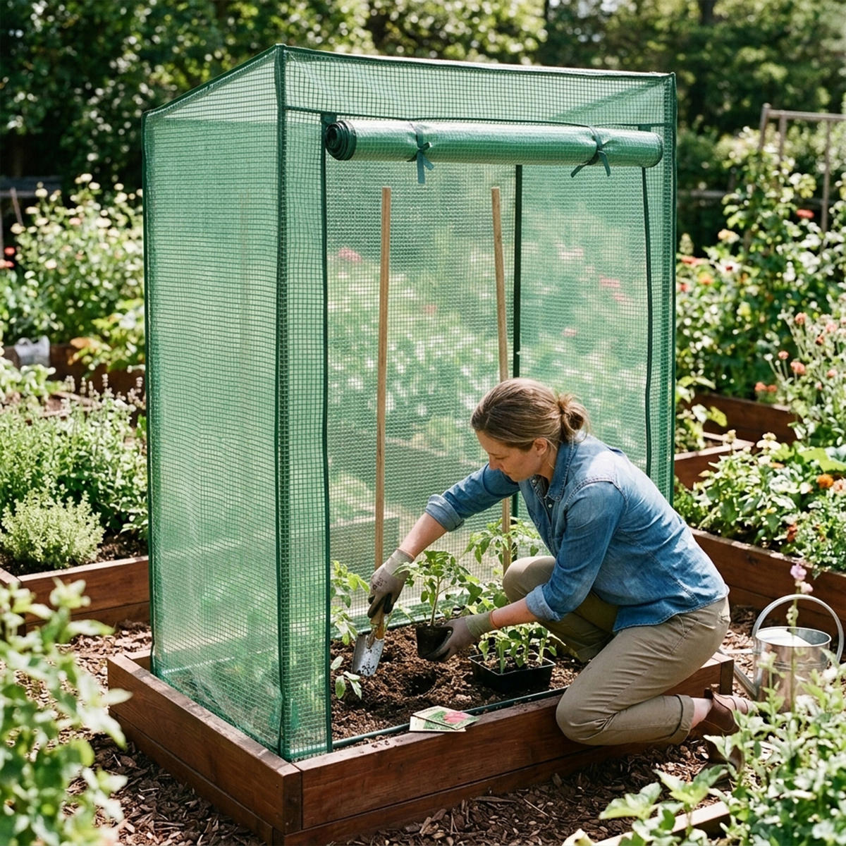 GEWÄCHSHAUS Transparent für Tomaten mit Schrägdach - Grün, Kunststoff/Metall (100/150/50cm) - Relaxdays