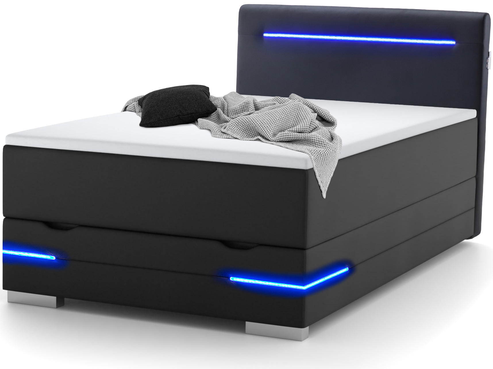 BOXBETT Dallas schwarz 90/200 cm - Schwarz, Textil (90/200cm) - wonello