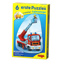 6 ERSTE PUZZLES – Fahrzeuge, ab 2 Jahren - Multicolor, Naturmaterialien (16/5/24cm) - Haba