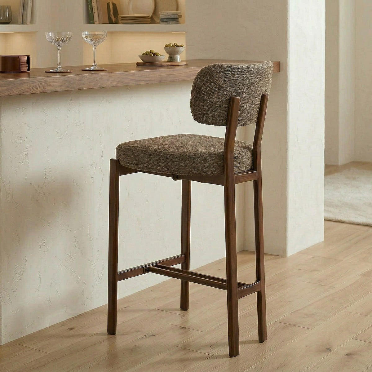 HOCKER 2er Set Stoff 56/56/92 cm - Braun, Textil (56/92/56cm) - Calicosy
