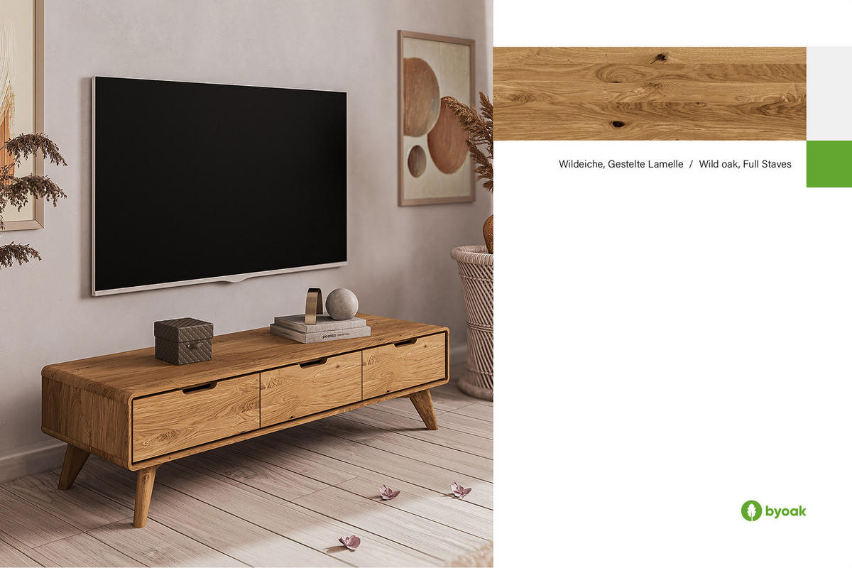 GREG TV-SCHRANK Wildeiche - Wildeiche, Holz (134/33/40cm) - byoak