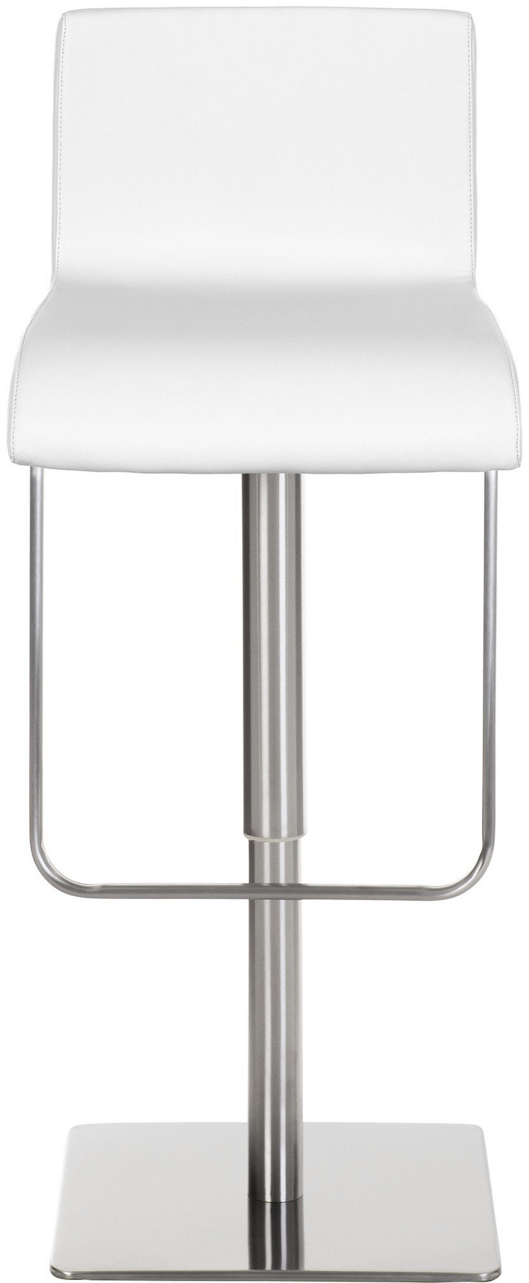 BARHOCKER Bitor Kunstleder Weiß Silber - Weiß, Leder/Metall (39/80/46cm) - DELUKE