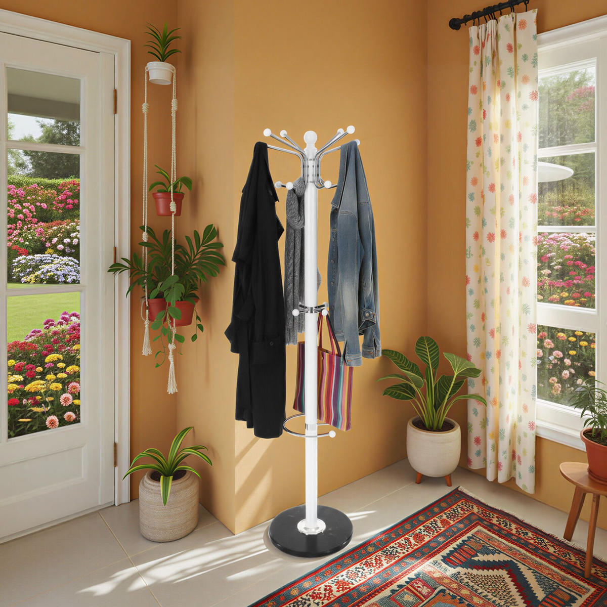 GARDEROBENSTÄNDER, 40 x 170 cm, weiß - Weiß, Metall (40/140/40cm) - tectake