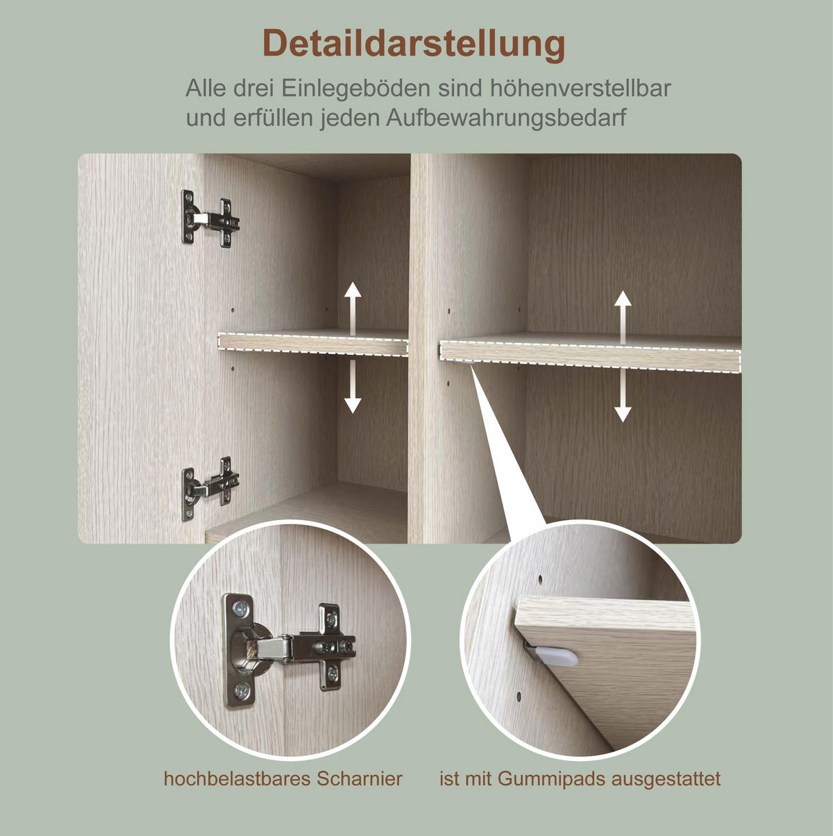 BUFFETSCHRANK 35/80/181 cm mit Müllbereich, Mikrowellenfach und verstellbaren Einlegeböden, Weiß/Hellholz - Weiß, Holzwerkstoff (80/181/35cm) - Redom