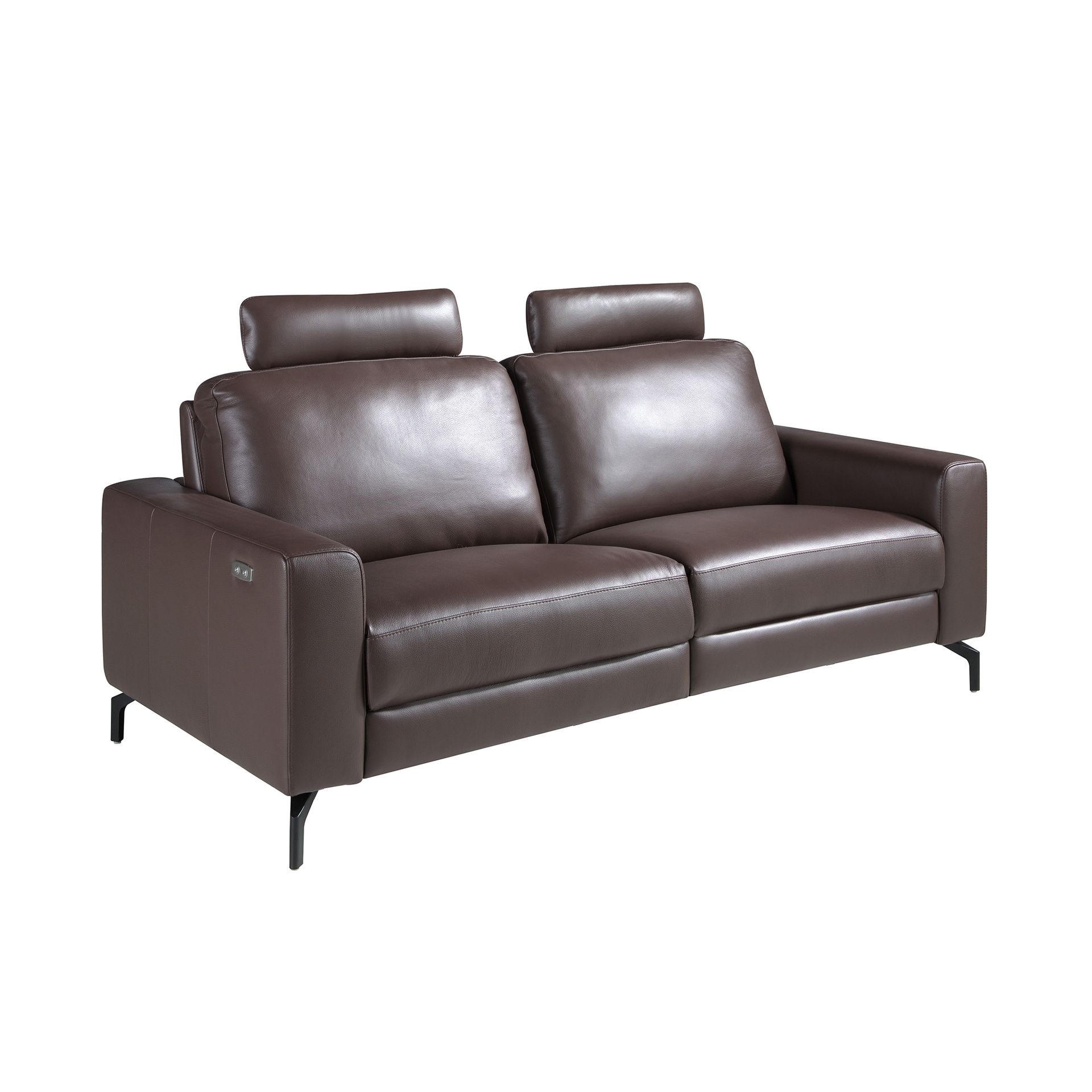SOFA 3-Sitzer-Relax aus schokoladenbraunem Leder 206/98/89 cm - Dunkelbraun/Schwarz, Leder/Metall (206/89/98cm) - ANGEL CERDA