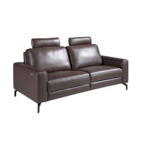 SOFA 3-Sitzer-Relax aus schokoladenbraunem Leder 206/98/89 cm - Dunkelbraun/Schwarz, Leder/Metall (206/89/98cm) - ANGEL CERDA