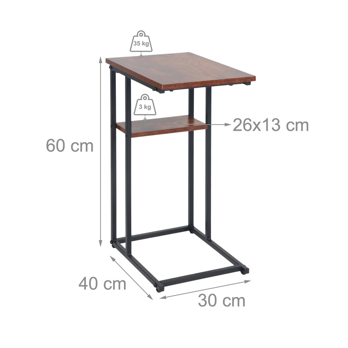 BEISTELLTISCH - Multicolor, Holzwerkstoff/Metall (30/40/60cm) - Relaxdays