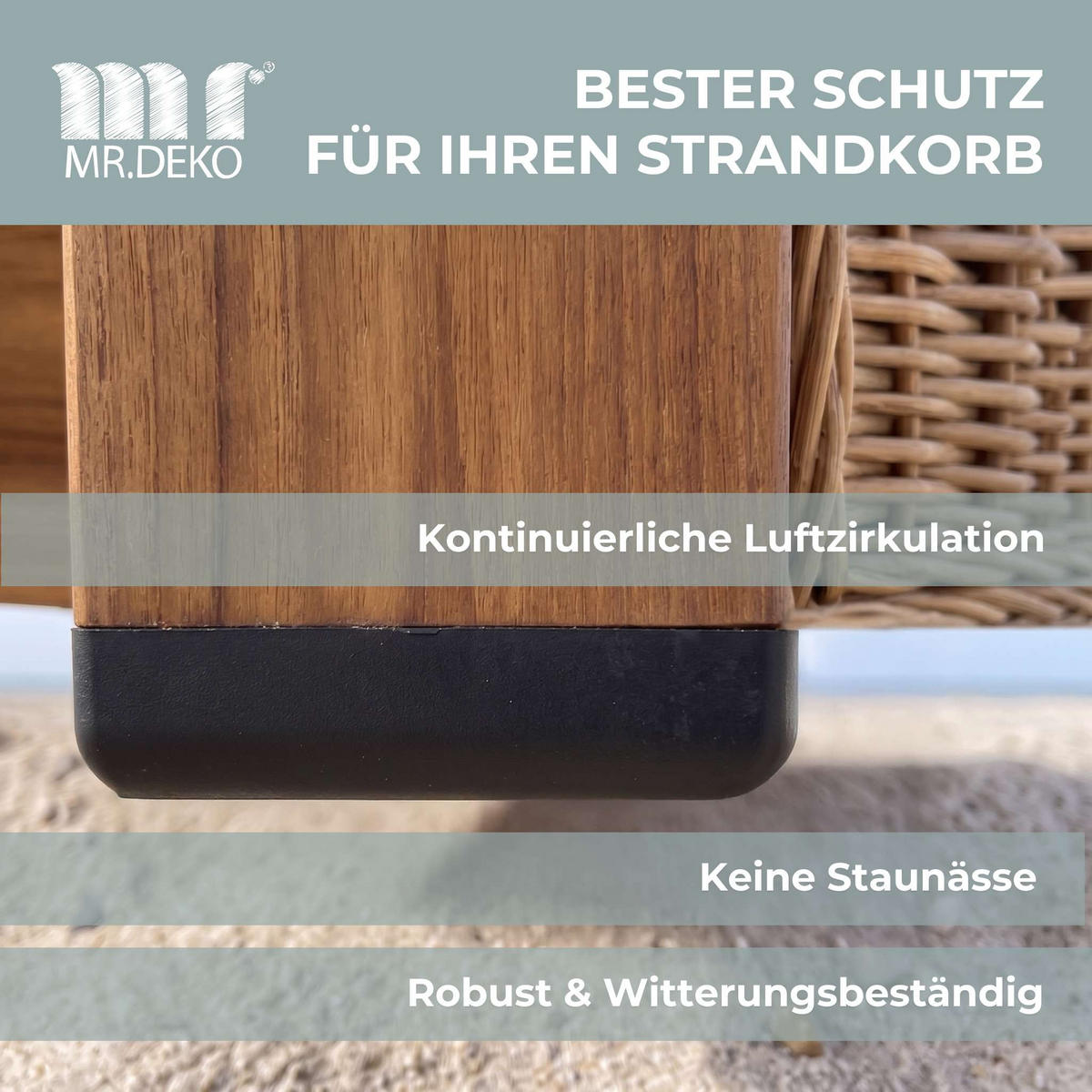 GLEITER PE 4er Set für Strandkorb - Schwarz/Braun, Kunststoff (5/2/7cm) - Mr. Deko