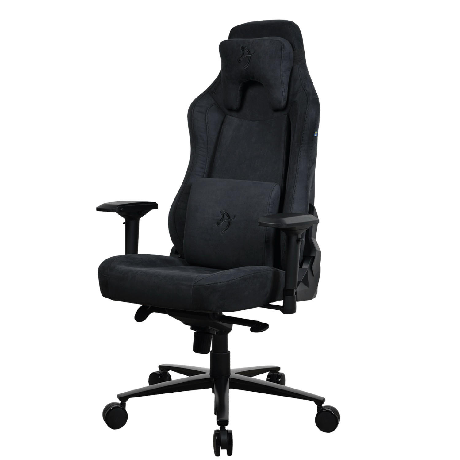 GAMINGSTUHL Vernazza Supersoft™ Stoff Reines Schwarz - Schwarz, Textil/Metall (68/135/50cm) - Arozzi