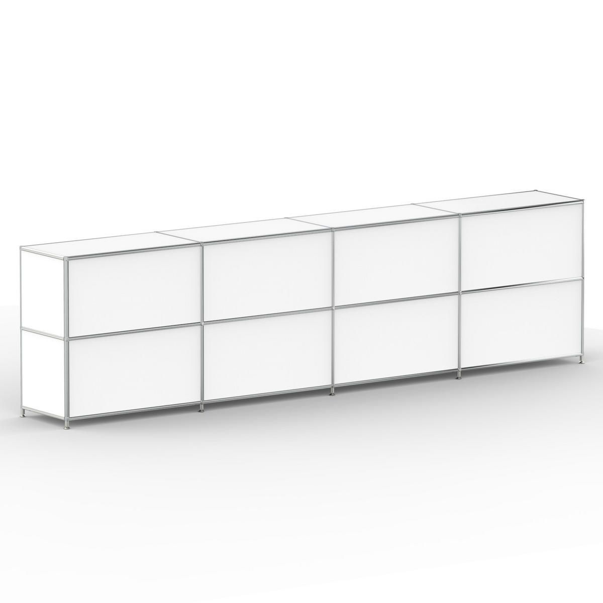AKTENSCHRANK, 8 Schubladen & Schloss, Breite 302 cm, Signalweiß - Chromfarben/Silberfarben, Metall (40/80.5/302.2cm) - Versee